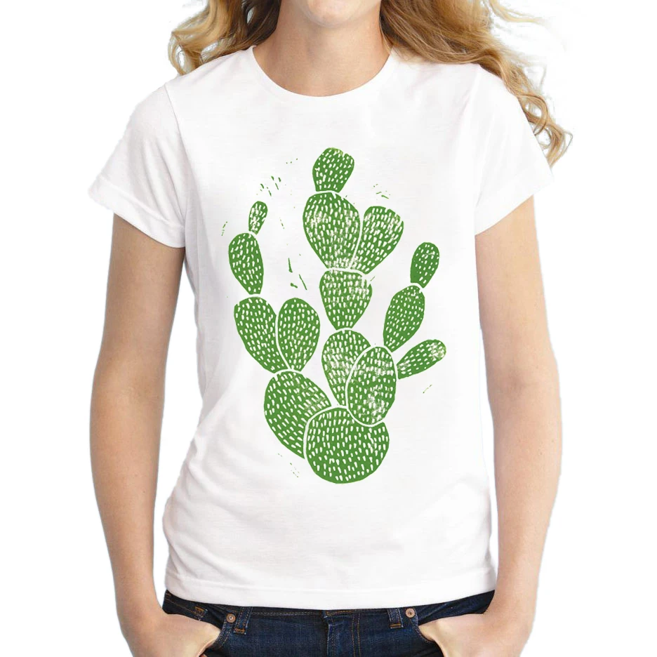 Оптовая продажа летние футболки с принтом кактуса суккуленты футболка женская
