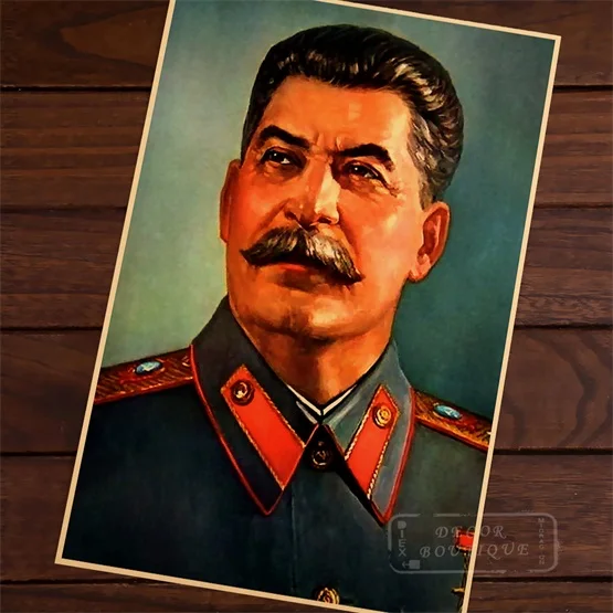 Черный Советский полководец Сталин Стандартный портрет революционный лидер WW2 Ретро ВИНТАЖНЫЙ ПЛАКАТ из крафт-бумаги DIY настенный домашний бар Декор подарок - Цвет: Черный