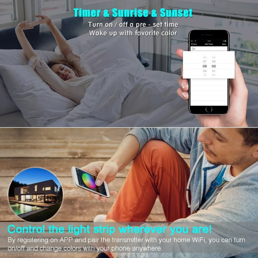 Wi-Fi UFO RGBW лента для управления освесветильник от AmazonAlexa GoogleHome Smart Phone + IP65/IP20 5M 300LED 5050