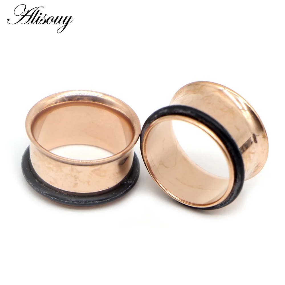 EM0258E 1 шт., беруши из нержавеющей стали, тоннели для пирсинга, розовое золото, серьги с резьбой, расширитель, серьги, измерительные приборы, пирсинг, ювелирные изделия 2 мм-25 мм - Окраска металла: EM0258E