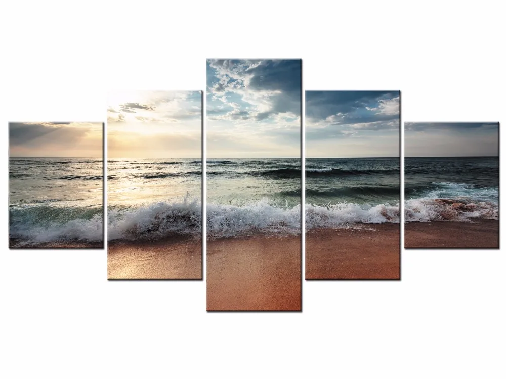 5 шт. настенные картины для гостиной холст искусство пляж песок океан побережье