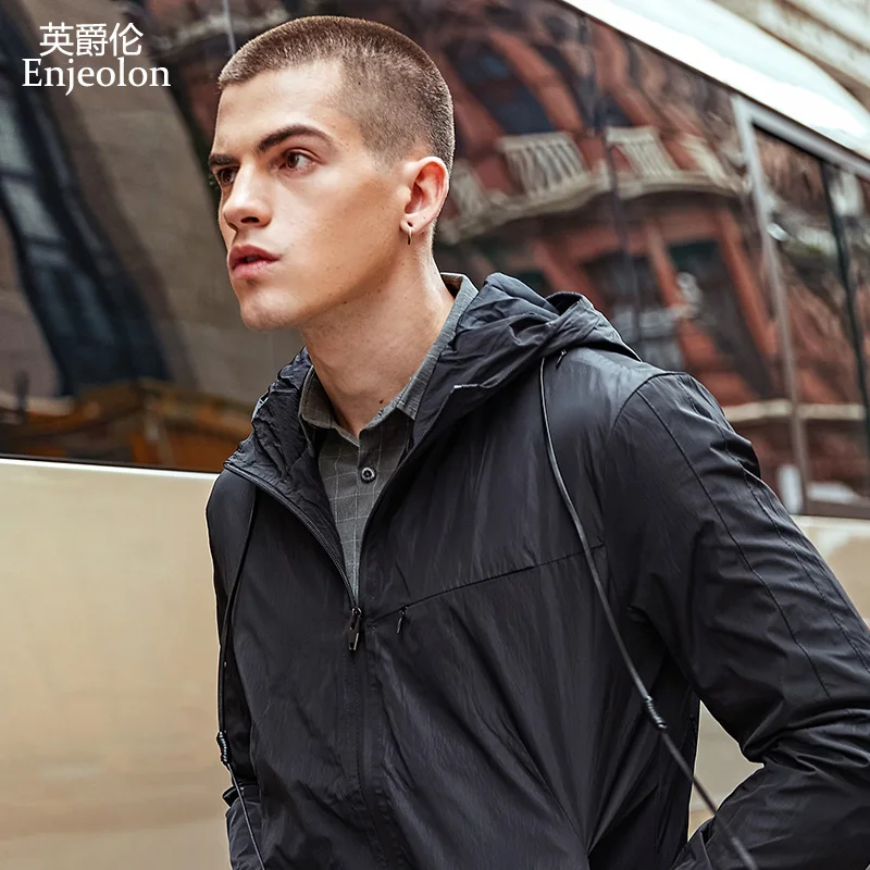 Enjeolon мужские куртки, толстовки, ветровки, мужские свитера, мужская куртка 3XL, Черная мужская куртка, толстовки, одежда WT0219