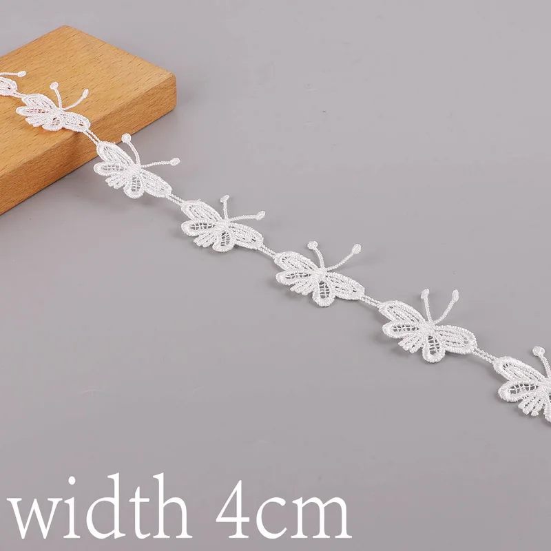 Width 4cm 1 ярд белый цветок лист бант с кружевной отделкой пэчворк Материал полиэстер кружевная лента с вышивкой для пошив одежды «сделай сам» Аксессуары - Цвет: Width 4cm