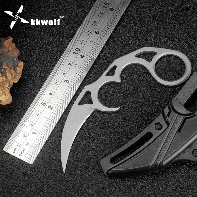 KKWOLF karambit карманный нож 7CR17 стальной походный коготь тактический для выживания ABS