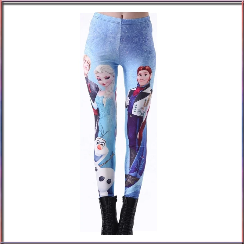 Характер анимация цифры красивые Леггинсы для женщин 3D цифровой печати Эльза