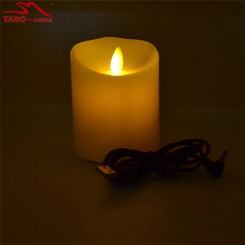 USB Rechargeable Moving Wick Wax Candle Lamp Flameless Tealight with Remote Control for Home Party Decoration 4inch | Дом и сад