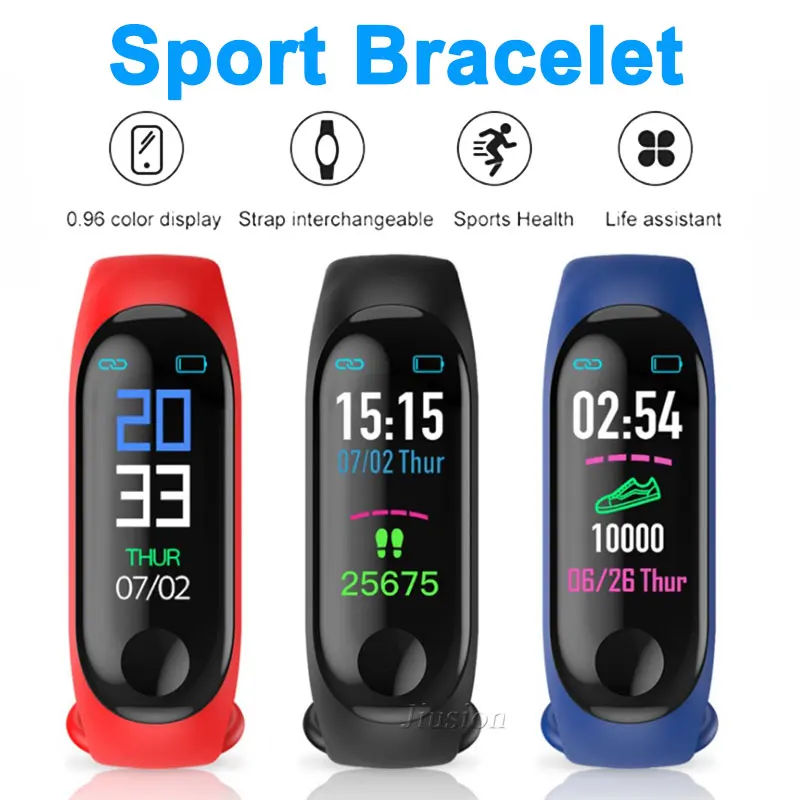 Смарт браслет M3 Plus с пульсометром тонометром фитнес трекером|Смарт-браслеты| |