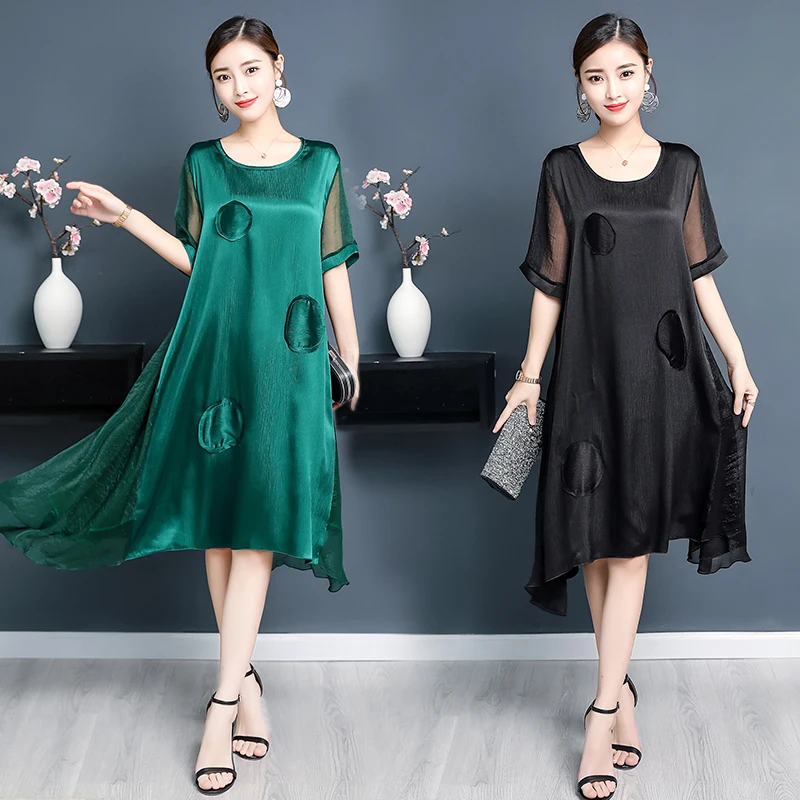 Женское платье из натурального шелка свободное летнее больших размеров в