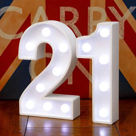 Белый 2 шт. светильник с номером 23 см высокий знак с подсветкой белый 3D Marquee буквы светодиодный светильник s настенный или отдельно стоящий - Цвет: Белый