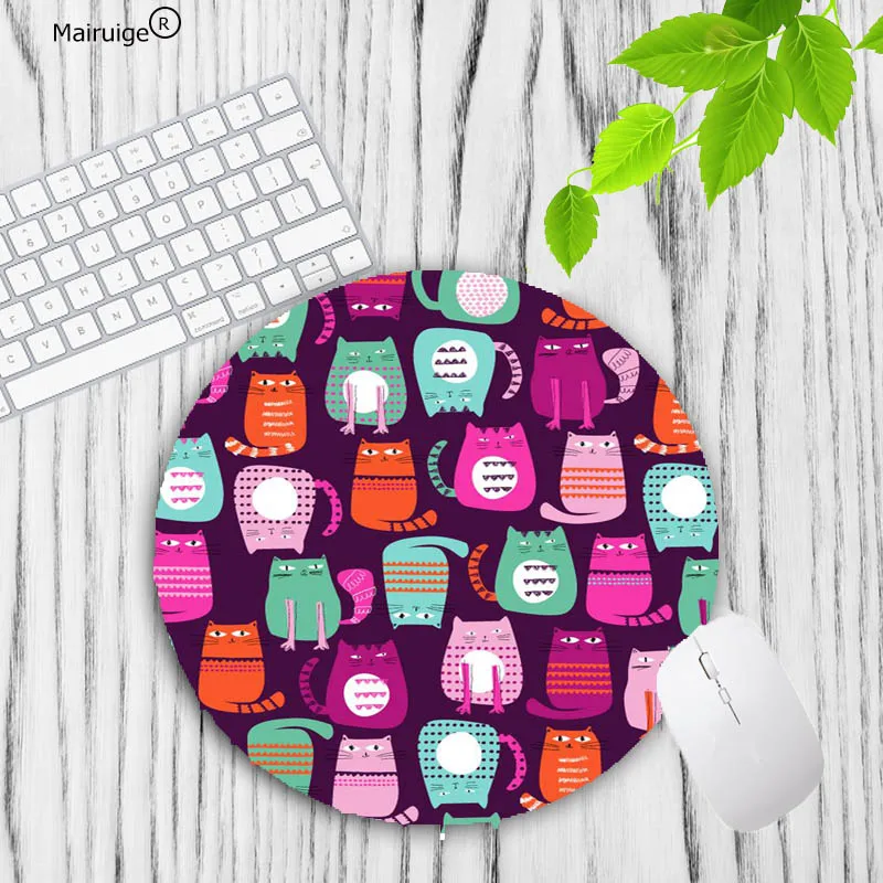 20X20CM Mairuige милый кот животное резиновый коврик для мыши круглый коврик для мыши нескользящий коврик для мыши Коврик для рабочего стола для девочек 20x20 см Коврик для офиса - Цвет: 20X20CM