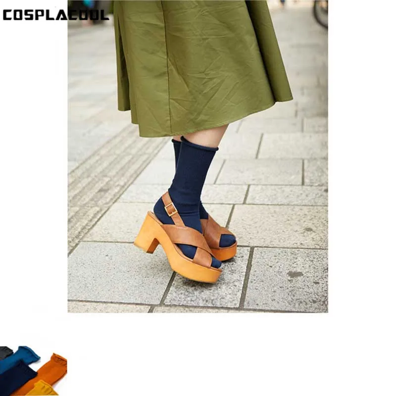

[COSPLACOOL]Two Wear 6 цветов, однотонные, Япония, Reto, креативные, искусственные, молодежные, стильные Meias, модные смешные носки