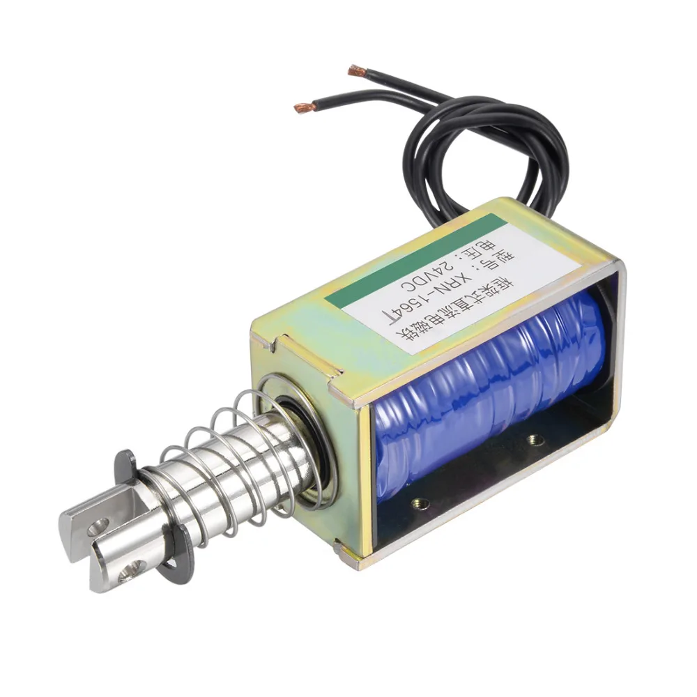 Uxcell DC12V 24V Магнитный соленоидный нажимной Тип открытая рамка Электромагнит 15N 55N 60N 10 мм Дорожный электромагнитный магнитный материал