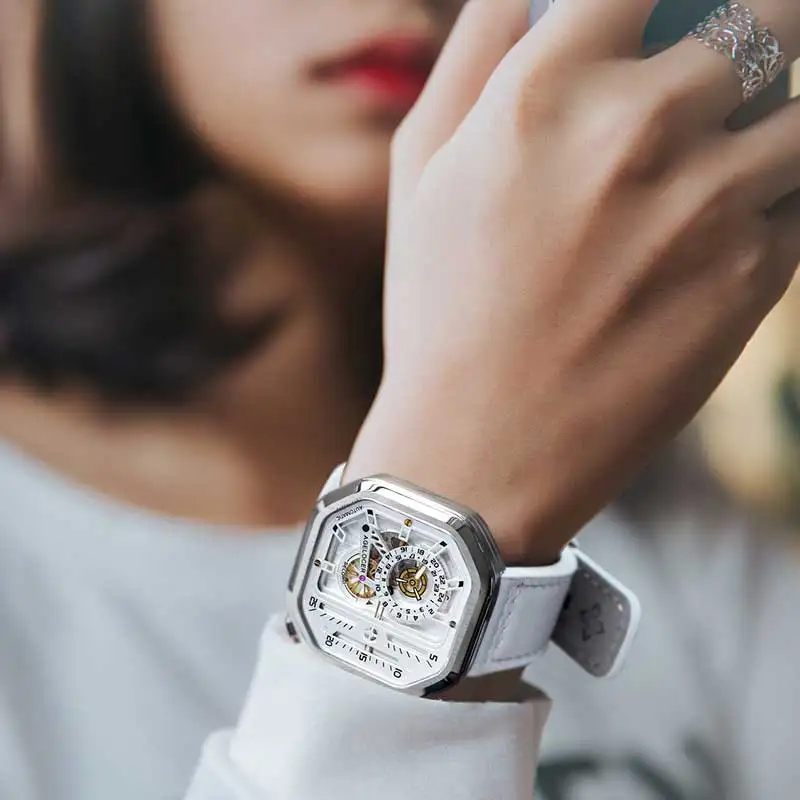 AGELOCER механические Автоматические Мужские часы запас хода 42 часа квадратные