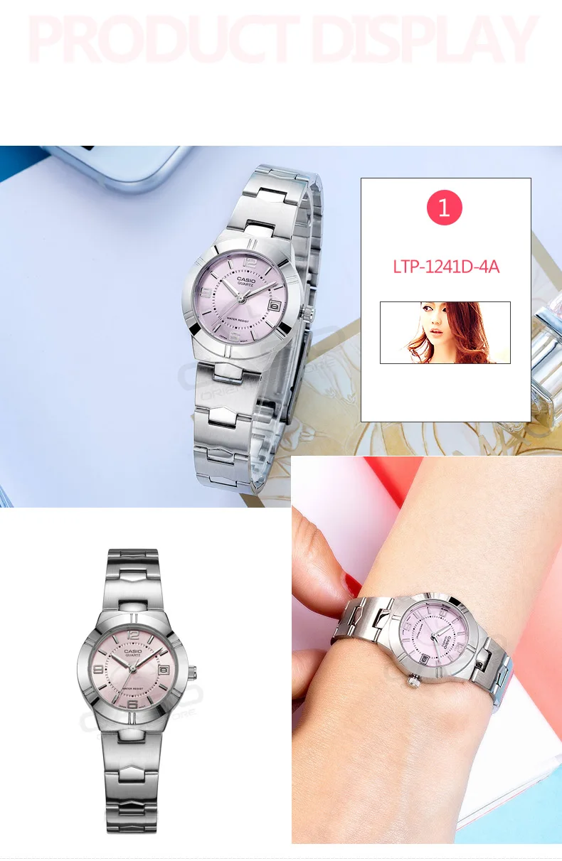 CASIO Часы Простые Модные часы Женское платье женские часы лучший бренд класса люкс кварцевые часы для женщин часы водонепроницаемые LTP-1241
