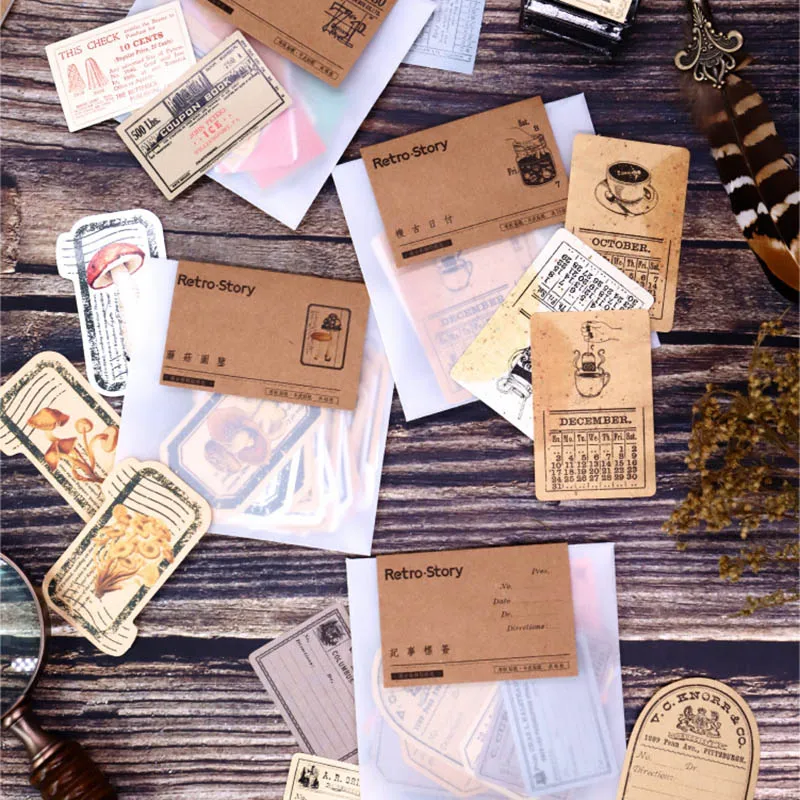 Stationery Stickers Paper Adhesive Label Vintage Ticket For Kids DIY Scrapbooking Diary | Канцтовары для офиса и дома