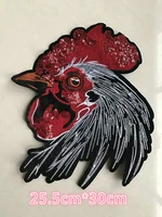 2018 new cock head with embroidered patches fashion applique lron on patch for clothes bags diy decal apparel accessory 2pcs