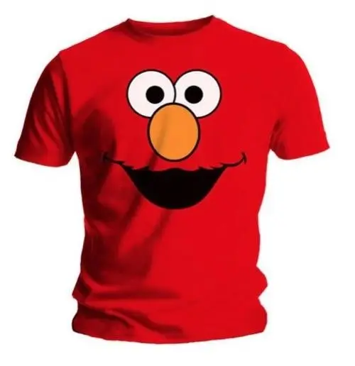 Мужская футболка с принтом Улица Сезам Elmo Face для взрослых красная Летняя мужская