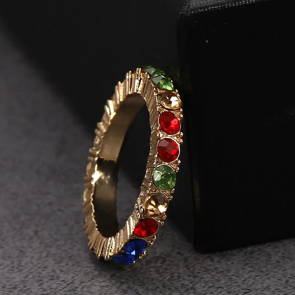 Red Colorful Роскошные женские кольца в богемном стиле с кристаллами для женщин и девушек, блестящие свадебные кольца, вечерние Обручальные кольца, размер 7,9, 11 - Цвет основного камня: Red Colorful