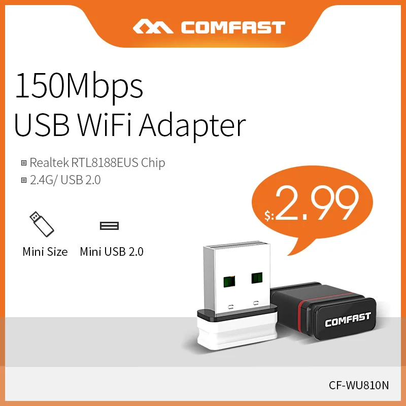 

Беспроводной USB Wi-Fi адаптер 150 Мбит/с 802.11b/G/N для 2,4G