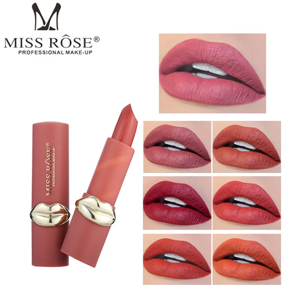 MISS ROSE 1 шт. матовая губная помада долговечная Водонепроницаемая нюдовые помады Сексуальная Косметика для макияжа губ для женщин натуральная мягкая помада