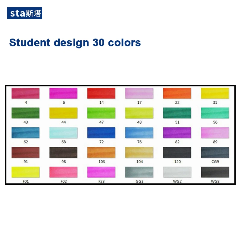 Student design 30 STA 30/40/60/80/128 маркеры кисти, спиртовые чернила профессионального качества, двойной наконечник скошенный и мягкая кисть, идеальные маркеры для дизайна и рисования манги, аниме, скетчей - Цвет: Student design 30
