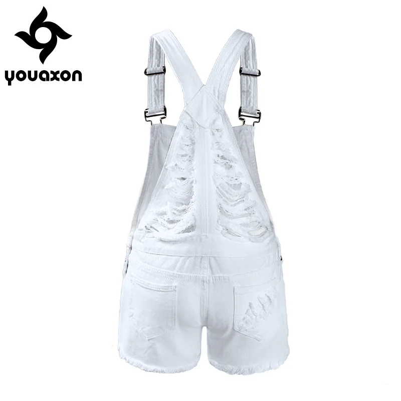 2017 Youaxon женские рваные джинсовые шорты комбинезон джинсы для женщин (белый)|denim bib