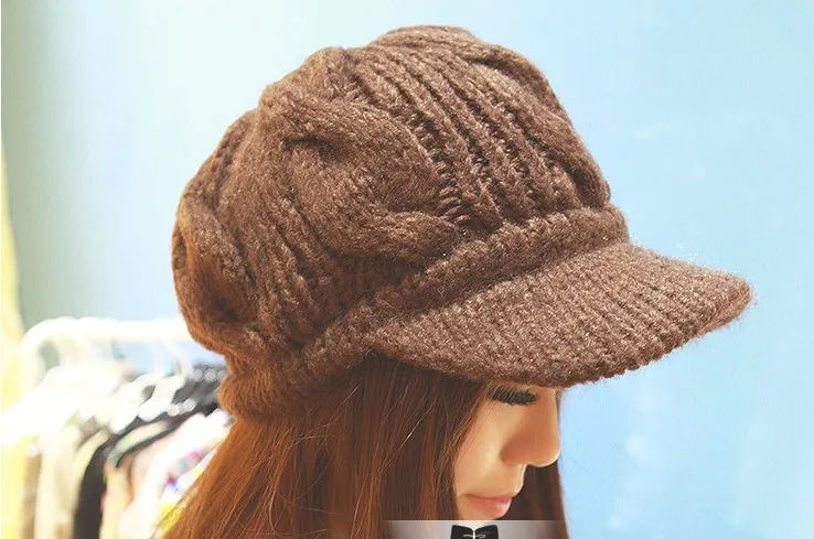 Утолщенная вязаная шерстяная шапка для женщин 2013 Супер теплая универсальная