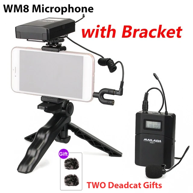 WM8 n Bracket Mailada WM8 студия UHF микрофон Vlogging видео воротник приемник передатчик камера микрофон для iPhone телефон Canon DSLR sony PK Rode - Цвет: WM8 n Bracket