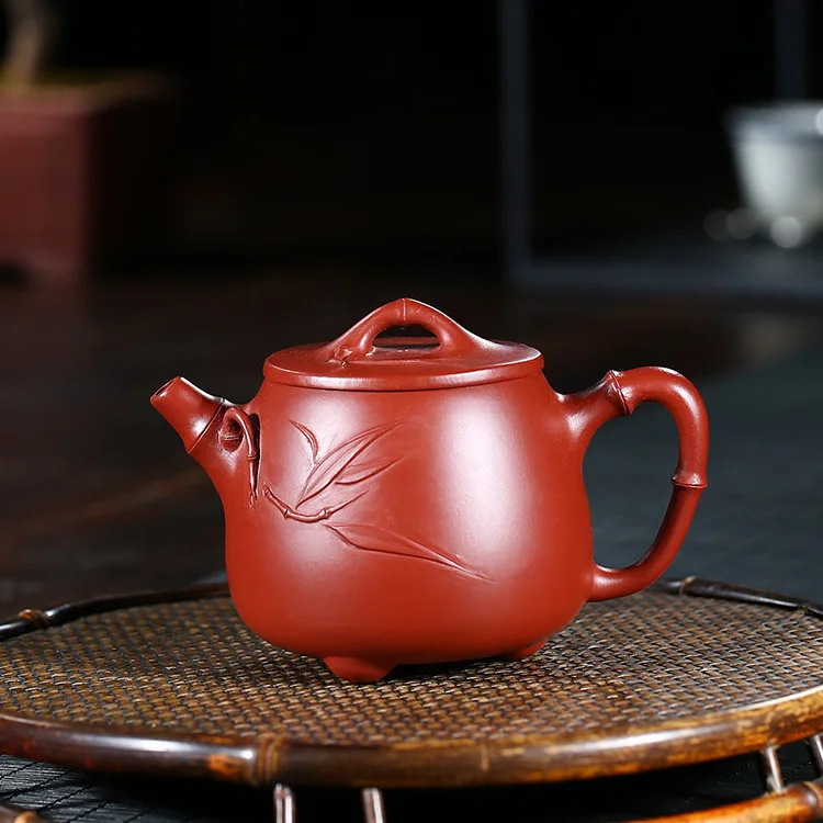 Dahongpao Tea Эмалированный керамический чайник полностью ручная НЕОБРАБОТАННАЯ руда ярко-красный халат соединитель в виде бамбука с высоким камнем барабан знаменитое Королевство на кунг-фу чай есть - Цвет: Dahongpao Tea