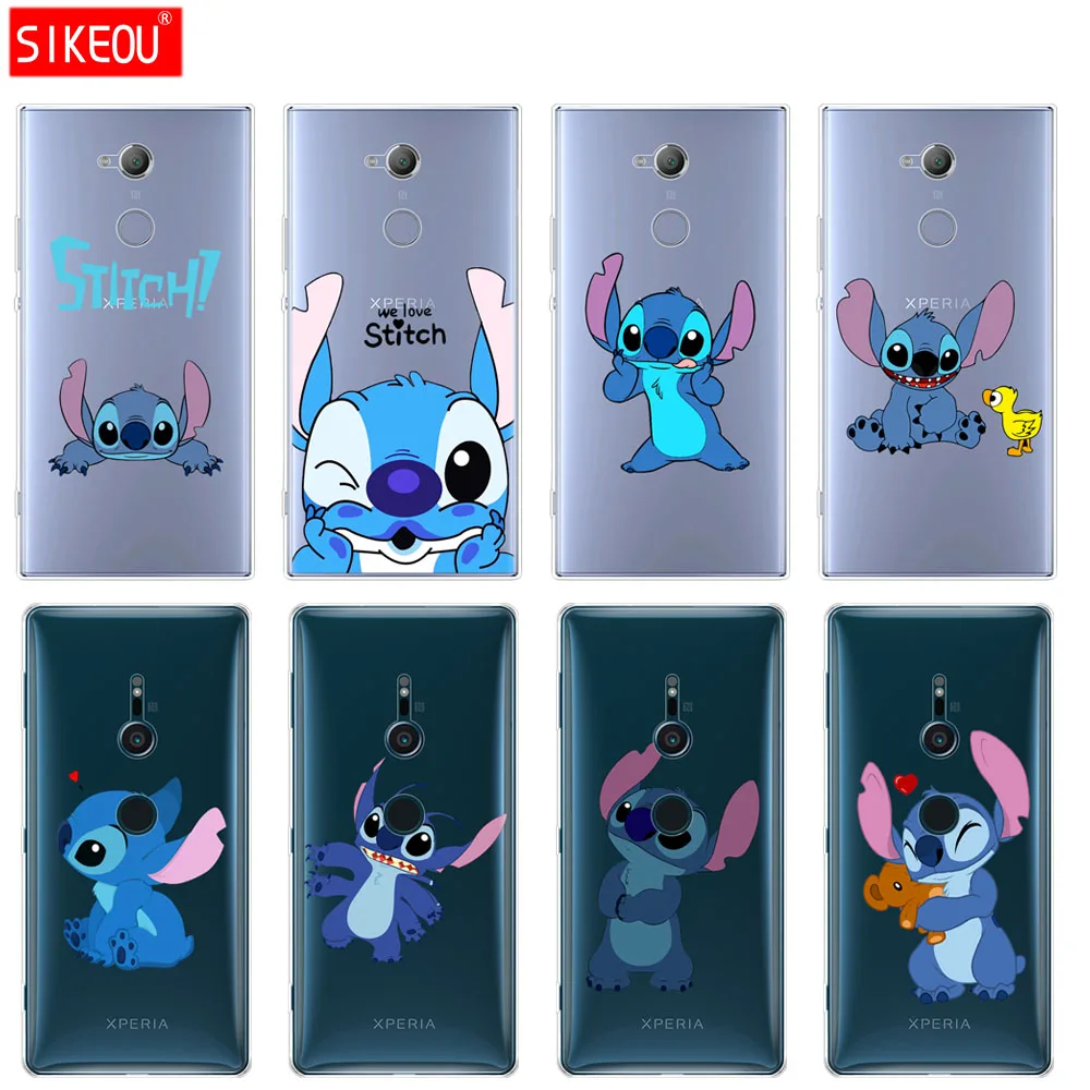 silicone Cover phone Case for sony xperia XA1 XA2 ULTRA PLUS L1 L2 XZ1 XZ2 compact XZ PREMIUM hollow out cartoon Lilo Stitch |