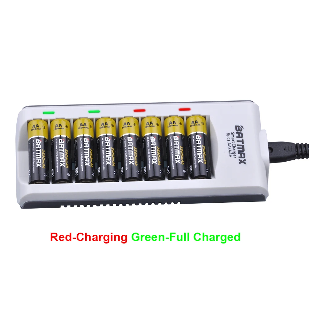 12 шт. AA Аккумуляторная Батарея 2800 mAh+ 8 слотов зарядное устройство комплекты для 1,2 V Ni-MH AA/AAA перезаряжаемые батареи