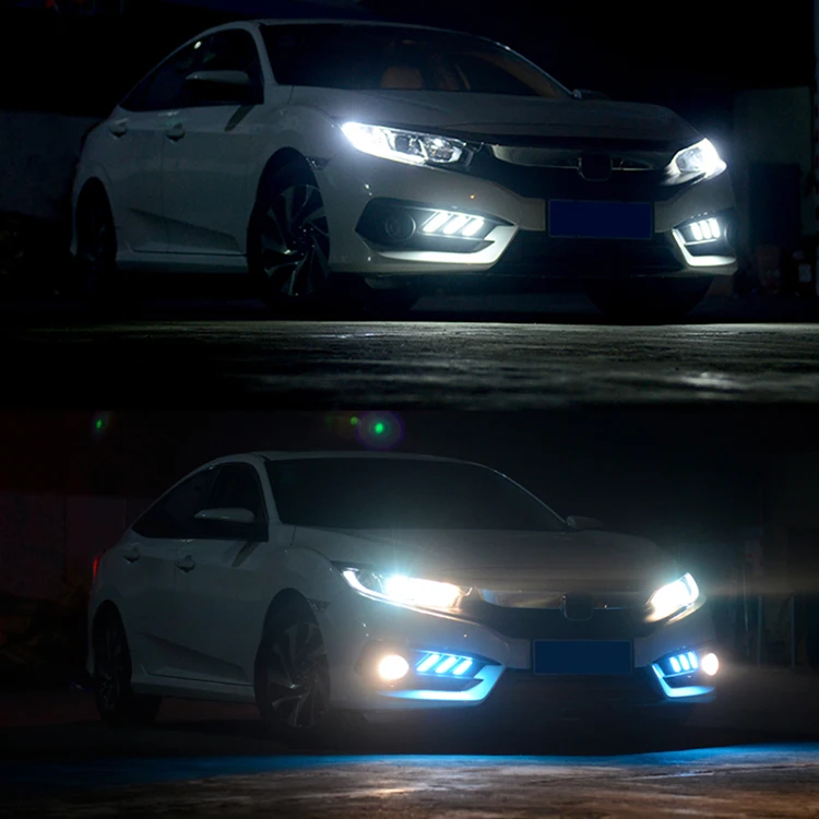 OKEEN 2x автомобильный Стайлинг DRL комплект для Honda Civic 10th дневные ходовые огни поворотное реле дневного света с отверстием для противотуманных фар