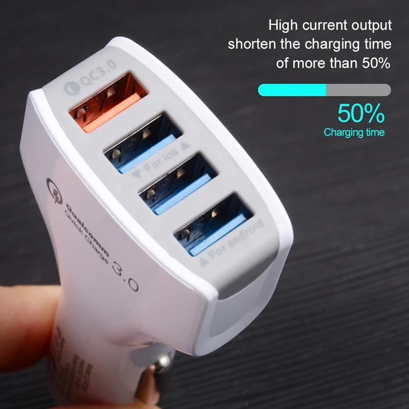 QC3.0 быстрое зарядное устройство 4 USB Автомобильное Быстрая зарядка источник