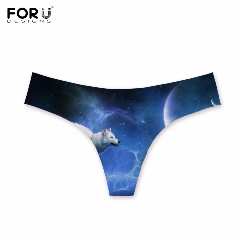 FORUDESIGNS крутые Moon Wolf/Sapce/Galaxy принт женские G стринги дышащие сексуальные бесшовные