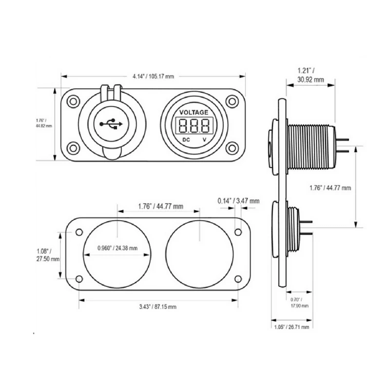 Универсальное зарядное устройство DC 12 24 В с двумя USB портами 2 1 а/1 А|usb boat charger|voltmeter