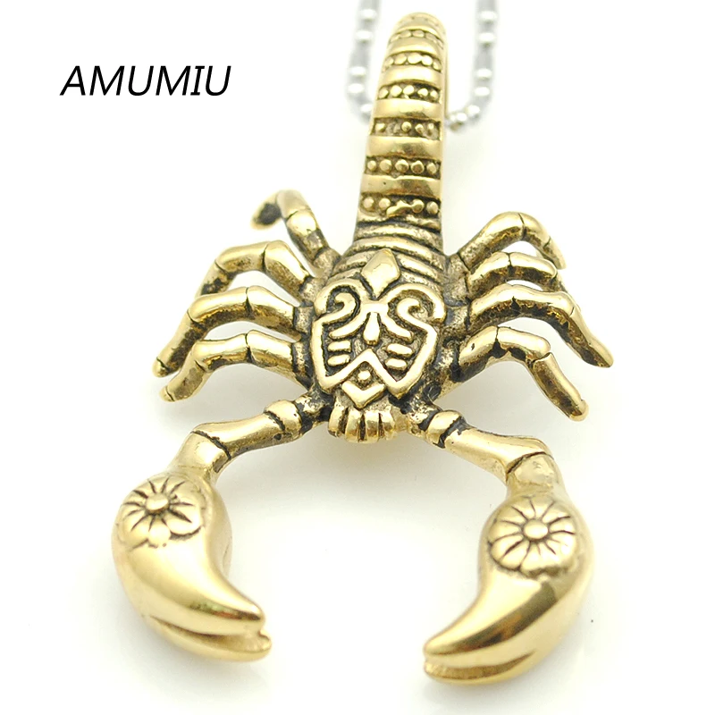 Подвеска AMUMIU в виде скорпиона золотого цвета ожерелье из нержавеющей стали с