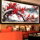 QIANZEHUI,DIY Благословение сливы пейзаж Алмазная вышивка, круглые алмазные полные стразы, алмазная живопись, вышивка крестиком, рукоделие