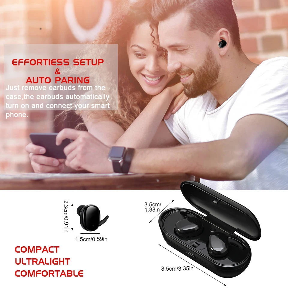 Anbes TWS V5.0 Bluetooth наушники беспроводные сенсорное управление гарнитура глубокий бас