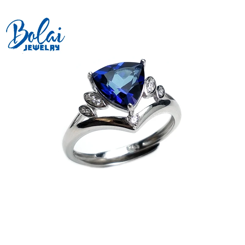 Bolaijewelry, Классический Простой стиль Танзанит Цвет Топаз, небесный топаз и гранат драгоценный камень кольцо 925 серебро ювелирные украшения для женщин