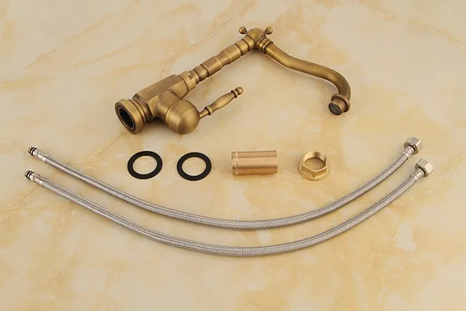 Бесплатная доставка Новый продукт античный кухонный смеситель кран с твердой