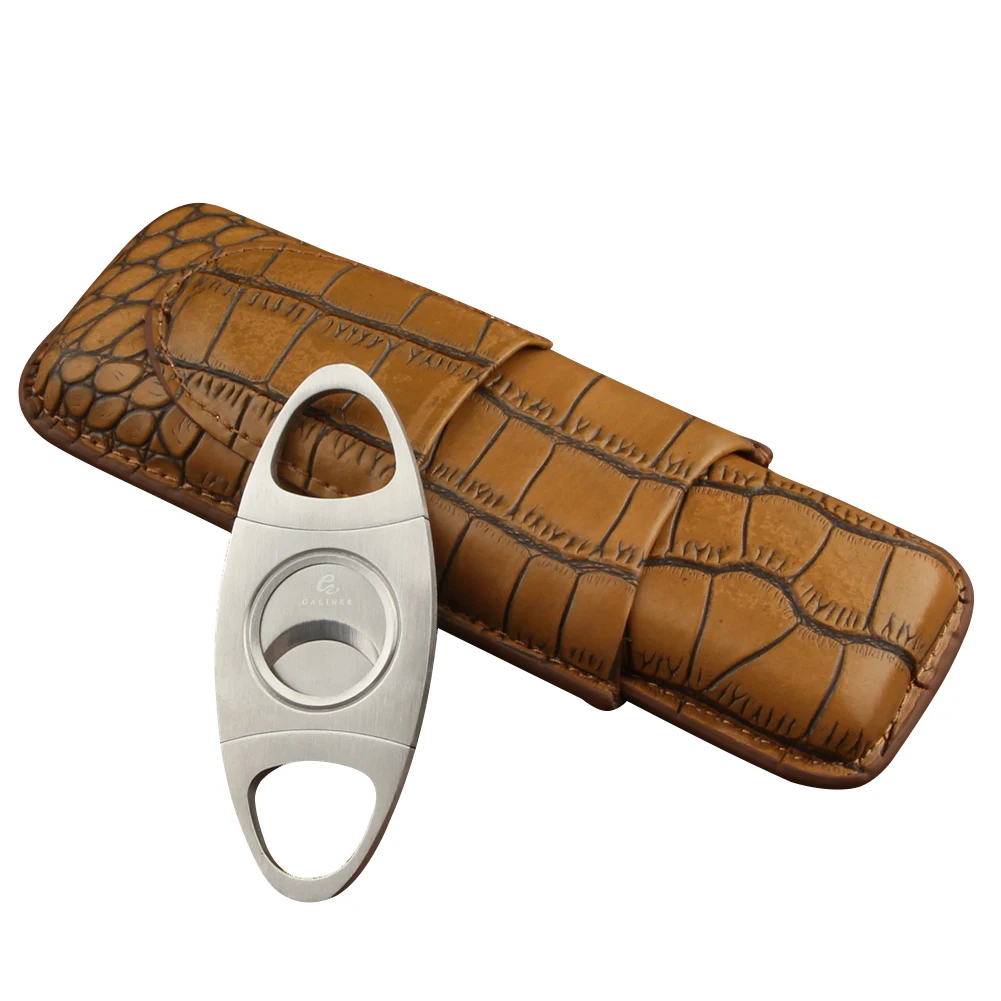 COHIBA Leather Humidor Cigar Case Portable Box Accessories with Cutter for Storing 2 Cigars | Дом и сад
