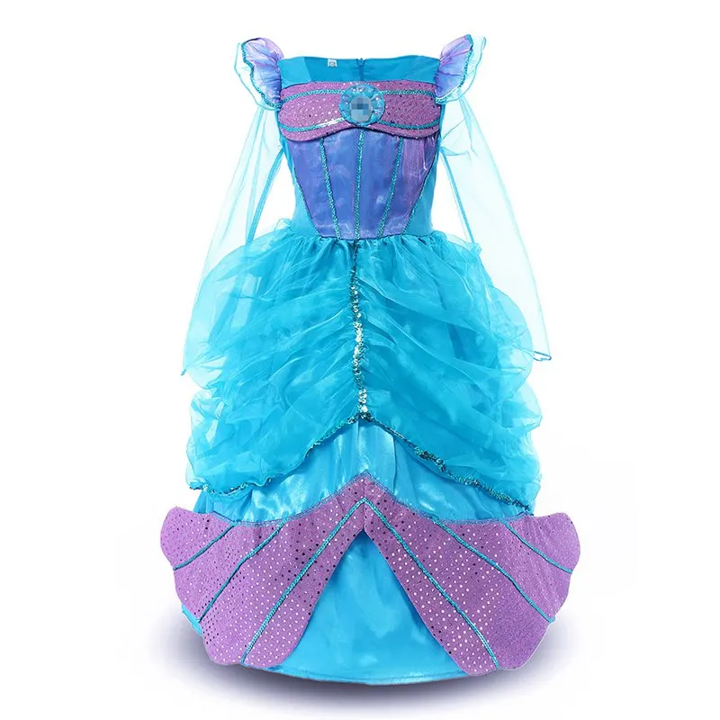 Ariel Dress Only MUABABY платье русалки для маленьких девочек; детская одежда с длинными рукавами; карнавальный костюм принцессы Ариэль с блестками; бальное платье на Хэллоуин - Цвет: Ariel Dress Only