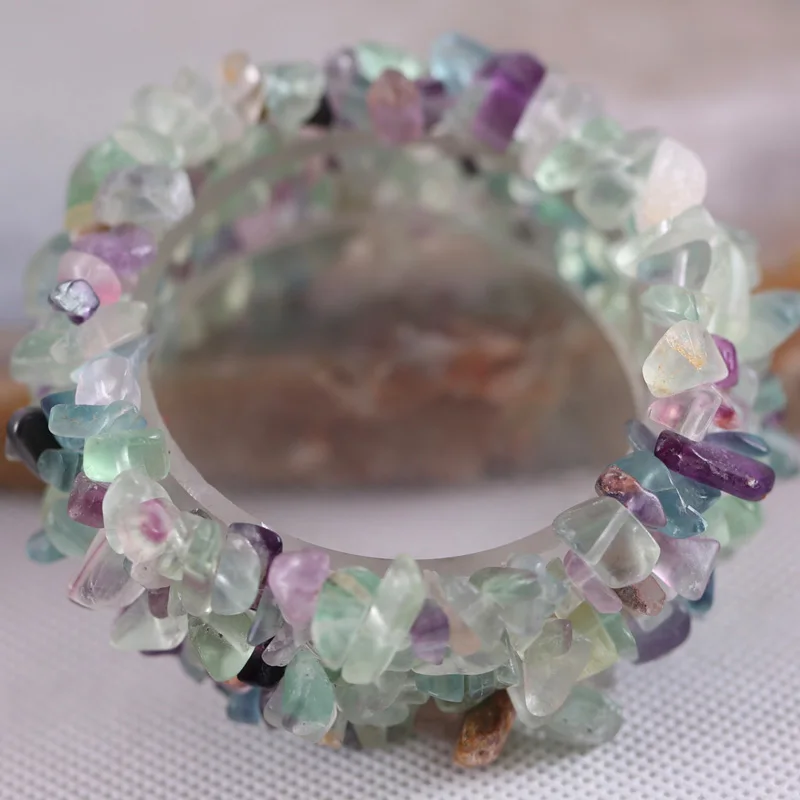 Fluorite Стрейч чип бусины плетение натуральный гранат раковина Кристалл Коралл кварц опал флюорит браслет с сердоликом " 1 шт - Окраска металла: Fluorite