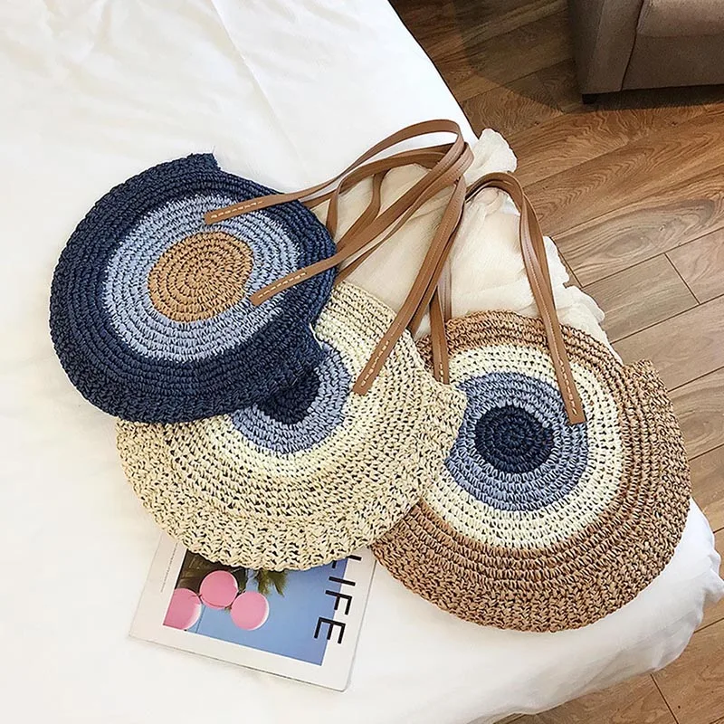 SMOOZA Raffia круглые сумки из ротанга круглая Соломенная пляжная сумка винтажная