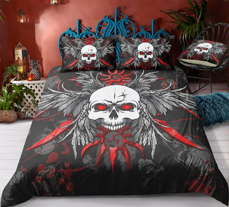 8 Новое поступление 3D Ужасный Череп Скелет Черная голова смерти дизайн двойной Король Королева двойное постельное белье пододеяльник набор постельных принадлежностей - Цвет: 8