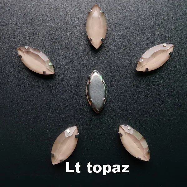 A13 Lt topaz Желе конфеты AB цвета стекло кристалл серебро коготь настройки 7*15 мм Navette Маркиза Форма пришить Стразы Бисер свадебное платье diy - Цвет: A13 Lt topaz