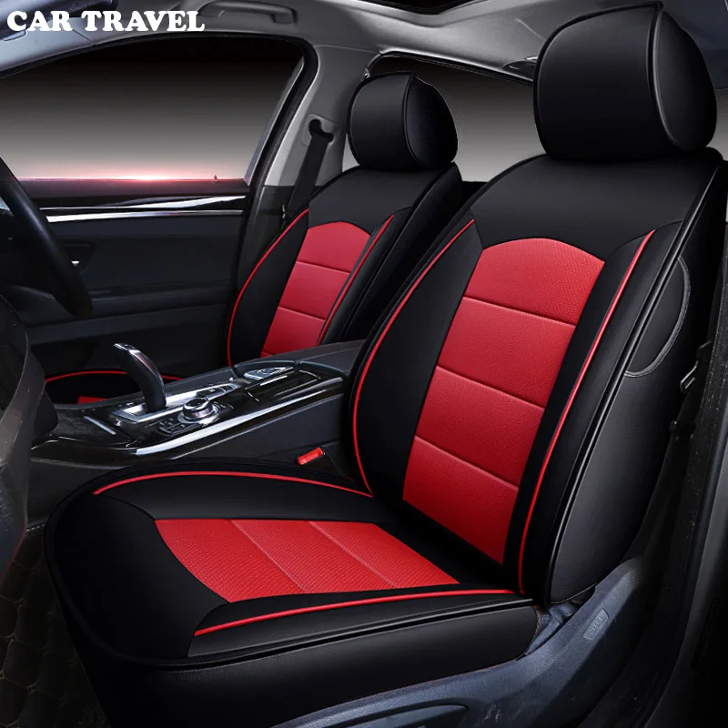 black with red Автомобильный Дорожный чехол из натуральной кожи для сиденья автомобиля Honda Accord Crosstour FitSaloon подходит для Civic автомобилей чехол на сиденье автомобиля сиденья - Название цвета: black with red