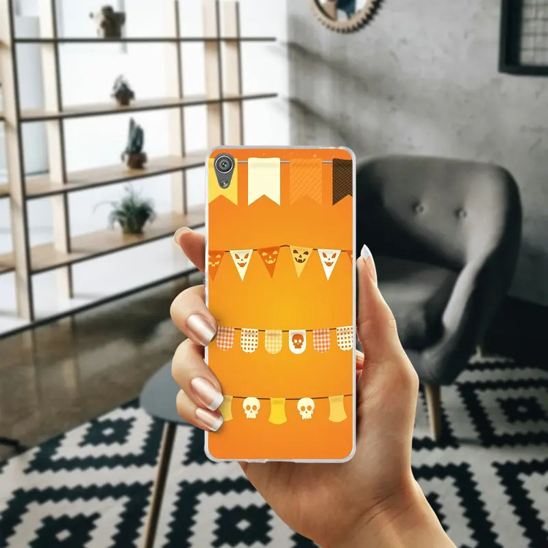 Хэллоуин трюк или лечения тыква летучая мышь Чехлы ТПУ телефон для Sony Xperia E3 E5 T3 M2 M4