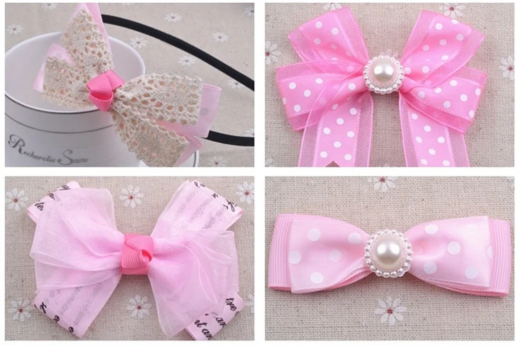 Модный детский аксессуар для волос ручной работы сделай сам розовая лента в