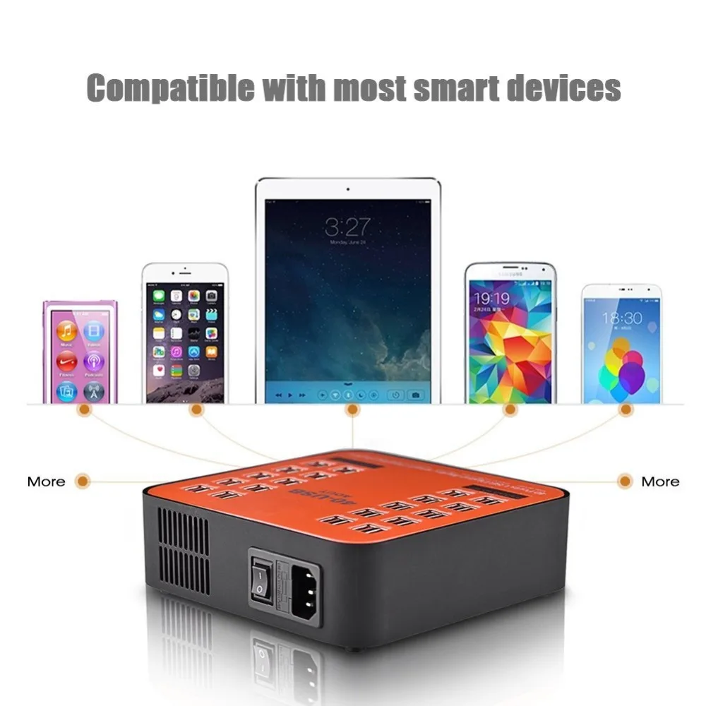 Go2linK 40 портов USB зарядное устройство 5 В 3.5A Максимальная мощность интеллектуальная зарядная станция концентрированный пакетный светодиодный дисплей Универсальный